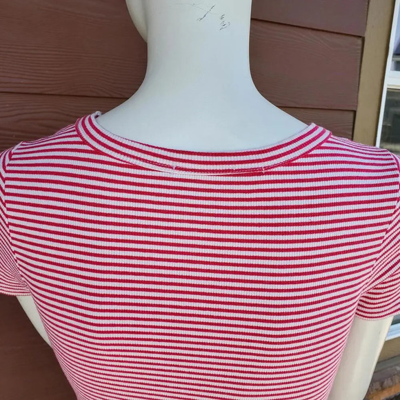 J Roberts Magenta Pink and White Striped Bodycon Mini Dress Size Medium NWOT - Picture 10 of 13